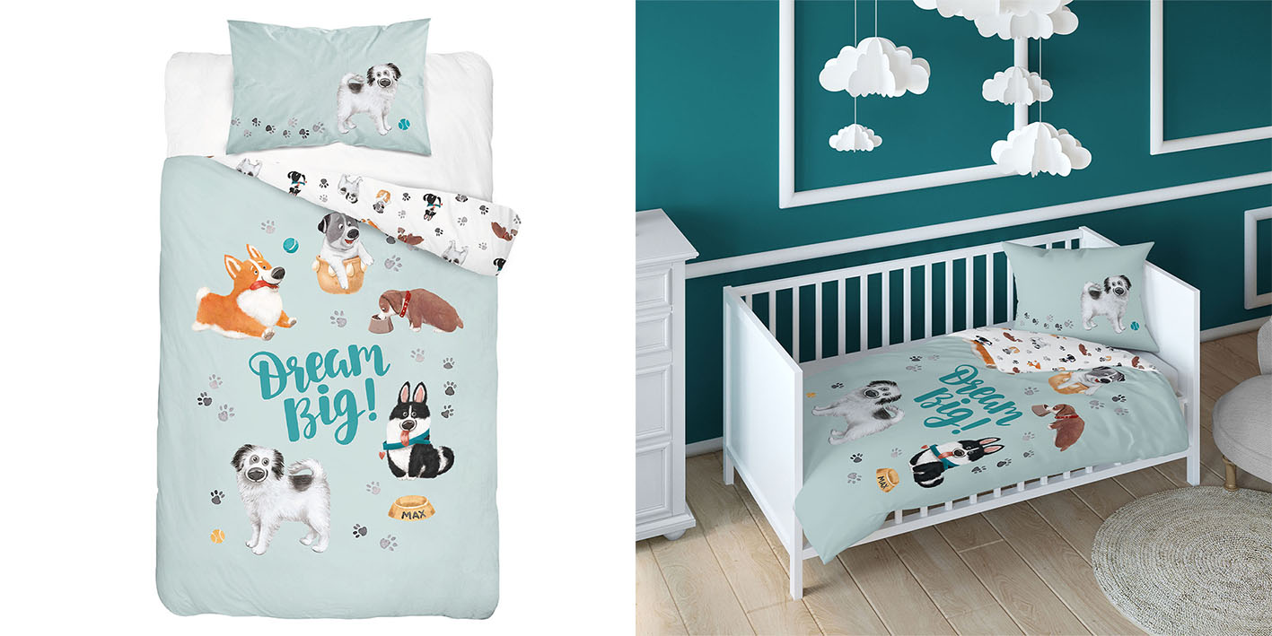 pościel 100x135 pies dream mięta 5904708912908 4580B 